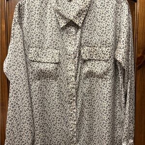 Fate Women's Black and White Leopard Print Button Down Shirt